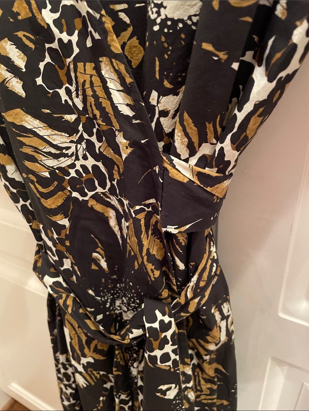 Ann Mashburn animal print poplin wrap dress sz S - Picture 4 of 6